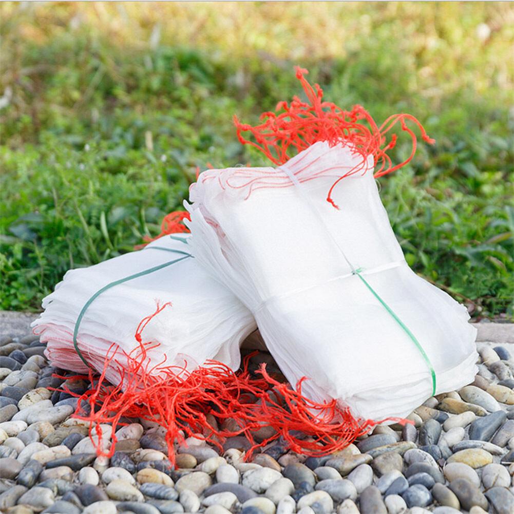 50pcs Garden Plant Fruit Protection Drawstring Repellent Net Bag For Insects Pests Birds