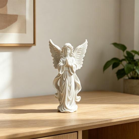 Praying Angel Figurine 3D Printed Angel Wings Statue