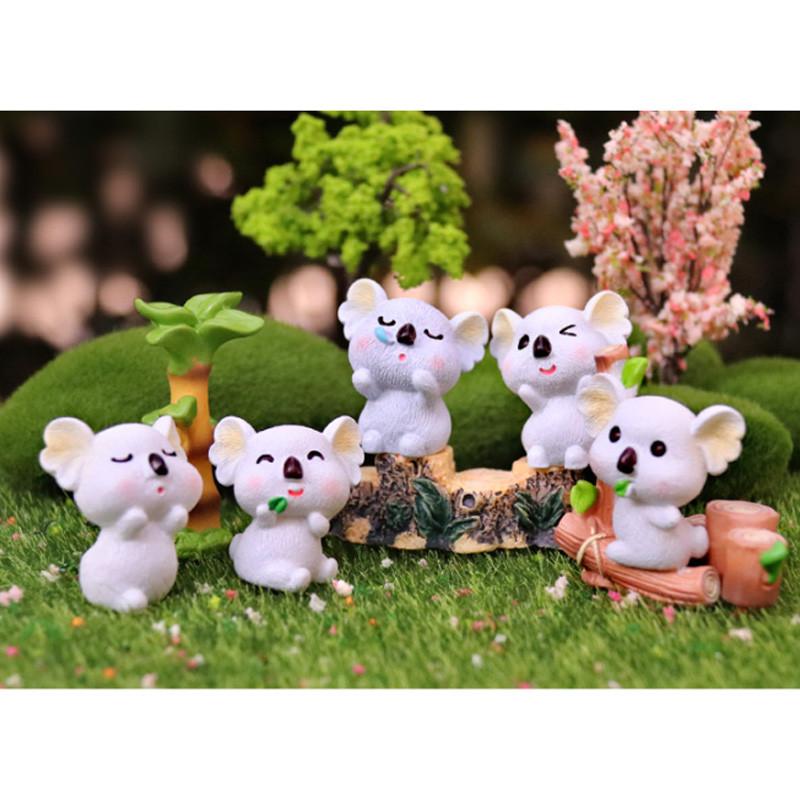 Cartoon Style Resin Koala Figurine Lovely Micro Landscape Diy Decor Crystal Ball Ornament