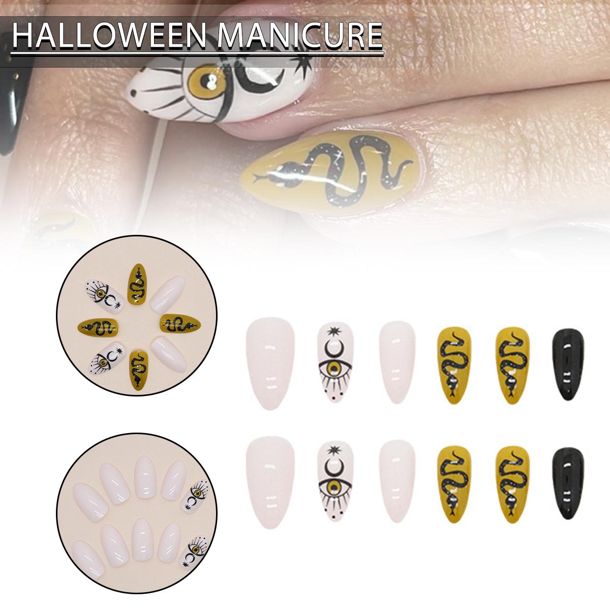 

Tingml 24pcs Press on Nails Fake Nails Snake Nail Art Manicure Full Coverage Nail Tip