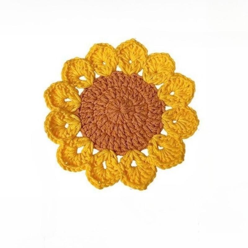 Hand-woven sunflower coaster creative home ornament thermal insulation table mat versatile holiday gift