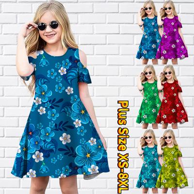 Fete Rochii florale drăguțe cu imprimeu de flori pentru copii, fete, petrecere, rochie fără umăr, rochie prințesă, rochie cu mâneci scurte, pentru fetiță peste 4 ani
