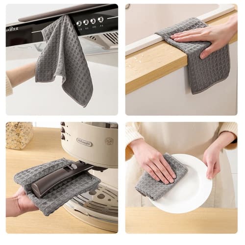 Highly Absorbent, Quick-Drying Microfiber Kitchen Towels for Wiping Dishes and Glass, Waffle-Style [4-Pack, 30*30cm]