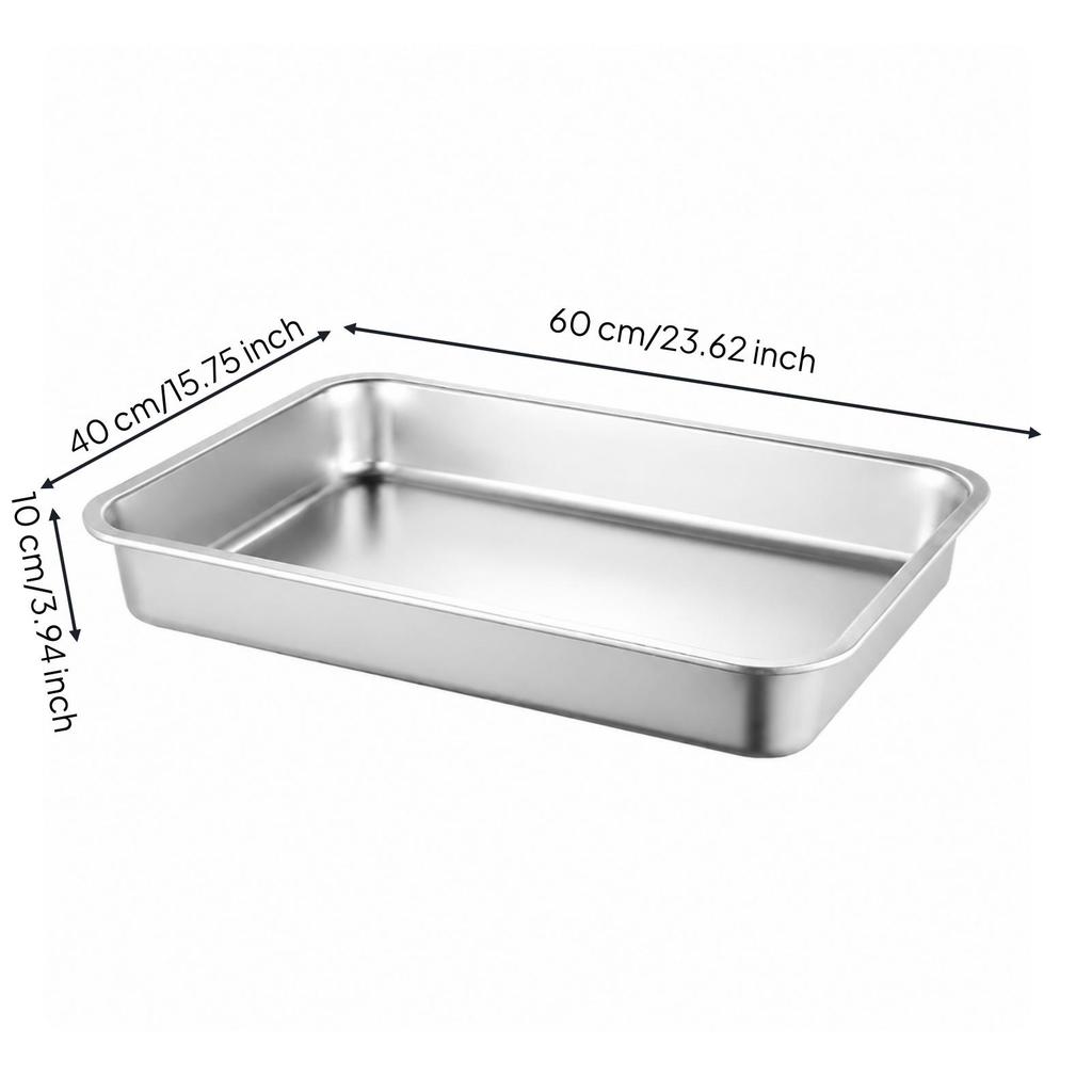 WC per animali domestici Facile da pulire Rettangolare Acciaio Inossidabile Vaschetta igienica Non Porosa H10cm 60x40cm