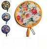 1PC Folding Fan Oil Painting Pattern Mini Portable Hand Fan Lightweight Round Fan For Men Women Travel Summer Daily Decoration