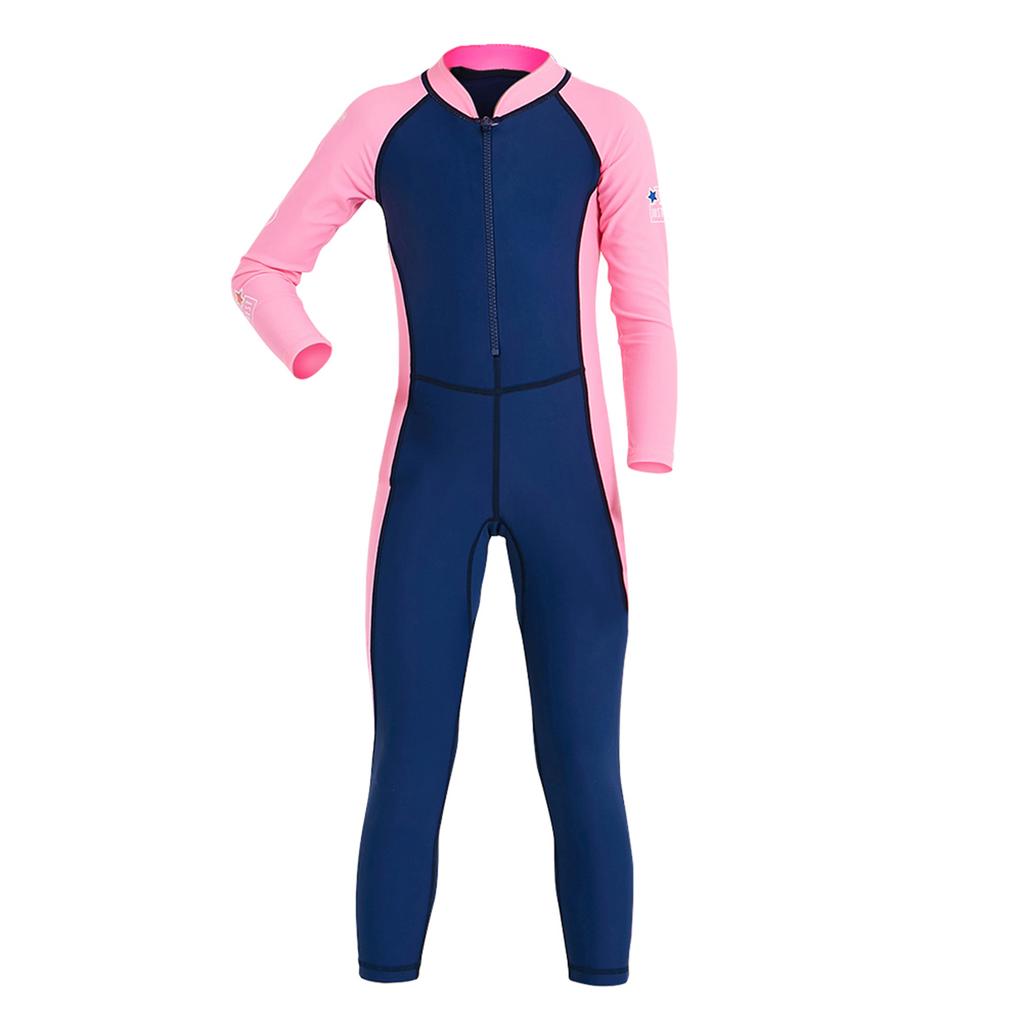 Children One Piece Diving Suit Long Sleeve Fast Dry Swimwear Snorkeling Wetsuit(female Dark Blue XXL)