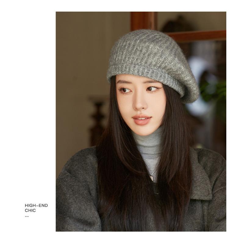 Autumn and Winter Hats, Children's Knitted Warm Woolen Hats, Solid Color Berets