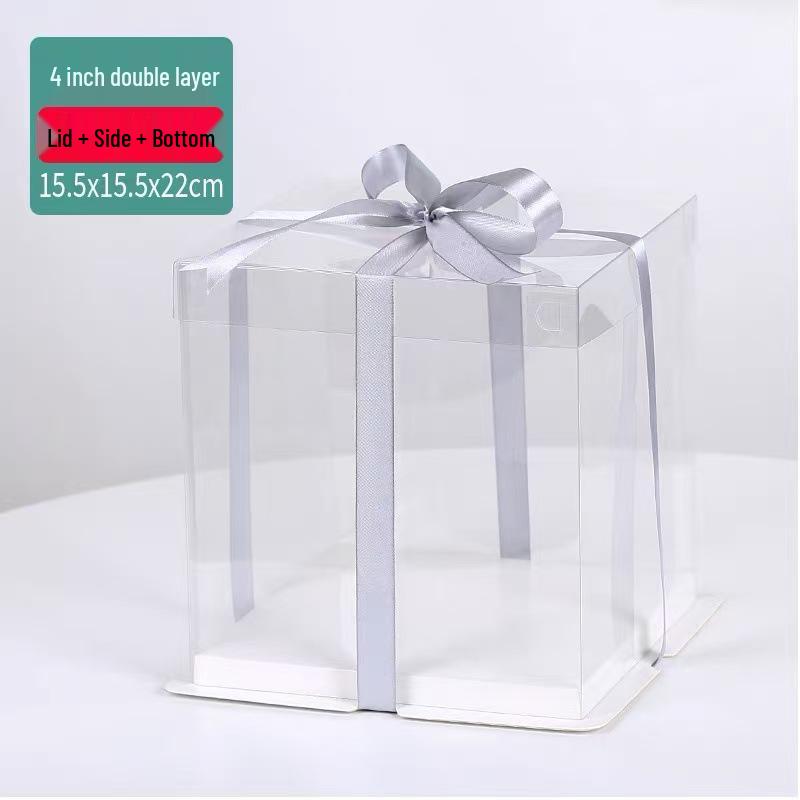 Klare doppellagige Geburtstagskuchenbox - Mehrere Größen: 4, 6, 8, 10, 12 Zoll