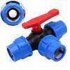 Kugelhahn 20/25/32/40/50mm 3-Wege-Kugelhahn Schwarz+Blau