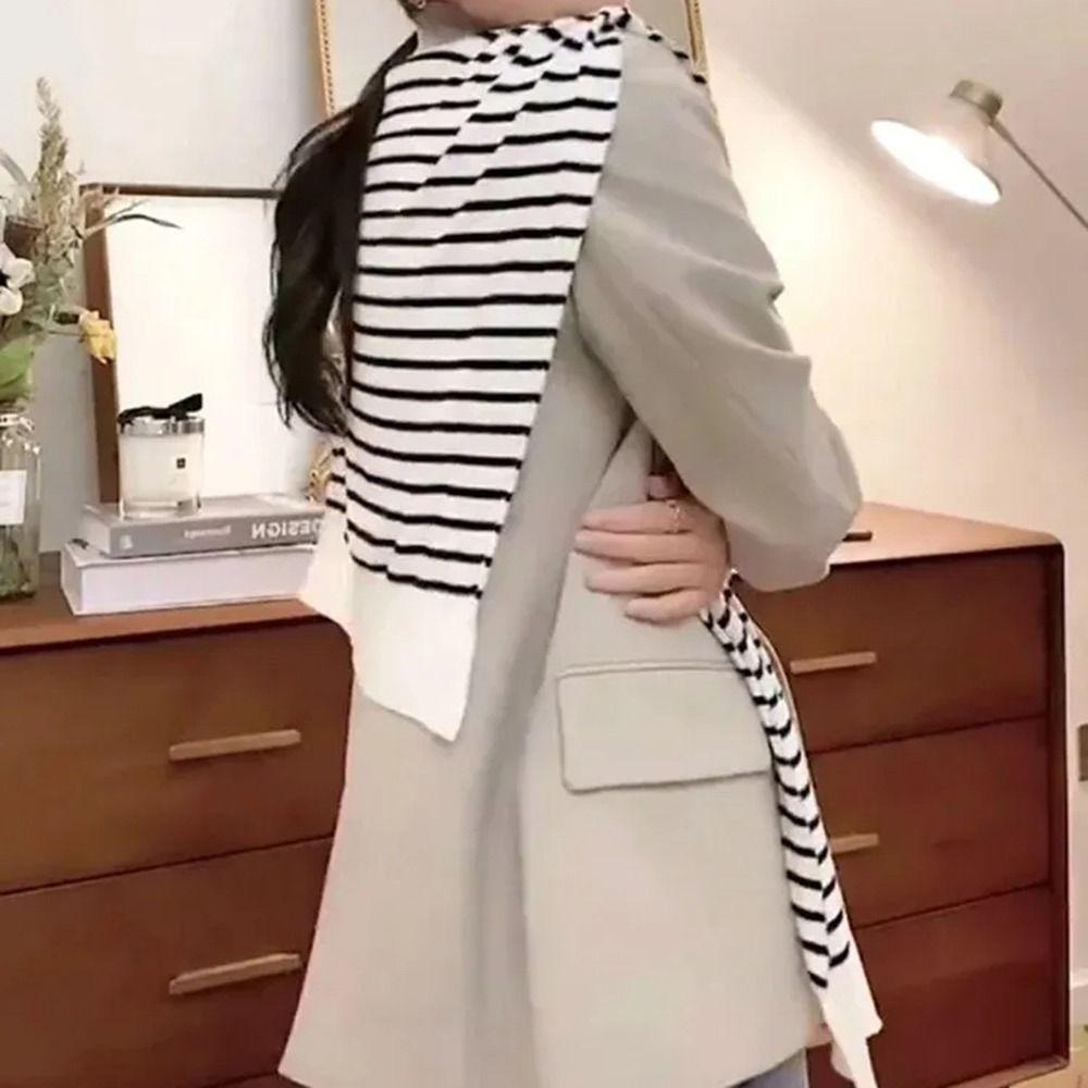 Striped Shoulder Protection Scarf Lightweight Fake Collar Trendy Warm Shoulder Wrap  Spring Autumn