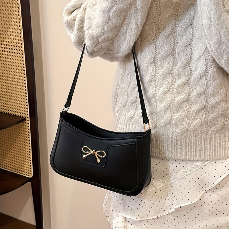 Women's Fashionable Shoulder Bag, Suitable for Banquets and Shopping, Bow-element Underarm Bag, Durable Material Handbag