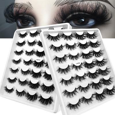 Falsche Wimpern Lockig Mehrschichtig Dreidimensionales Imitat Nerzhaar Überkreuzt Dick Unordentlich
