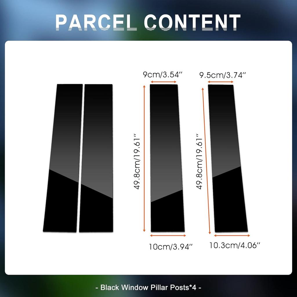 ACLONG Pillar Posts Door Window Trim Glossy Black Stainless Steel Compatible with Ford F-150 Super Cab Crew Lincoln Mark LT 2004-2014, Anti Scratch