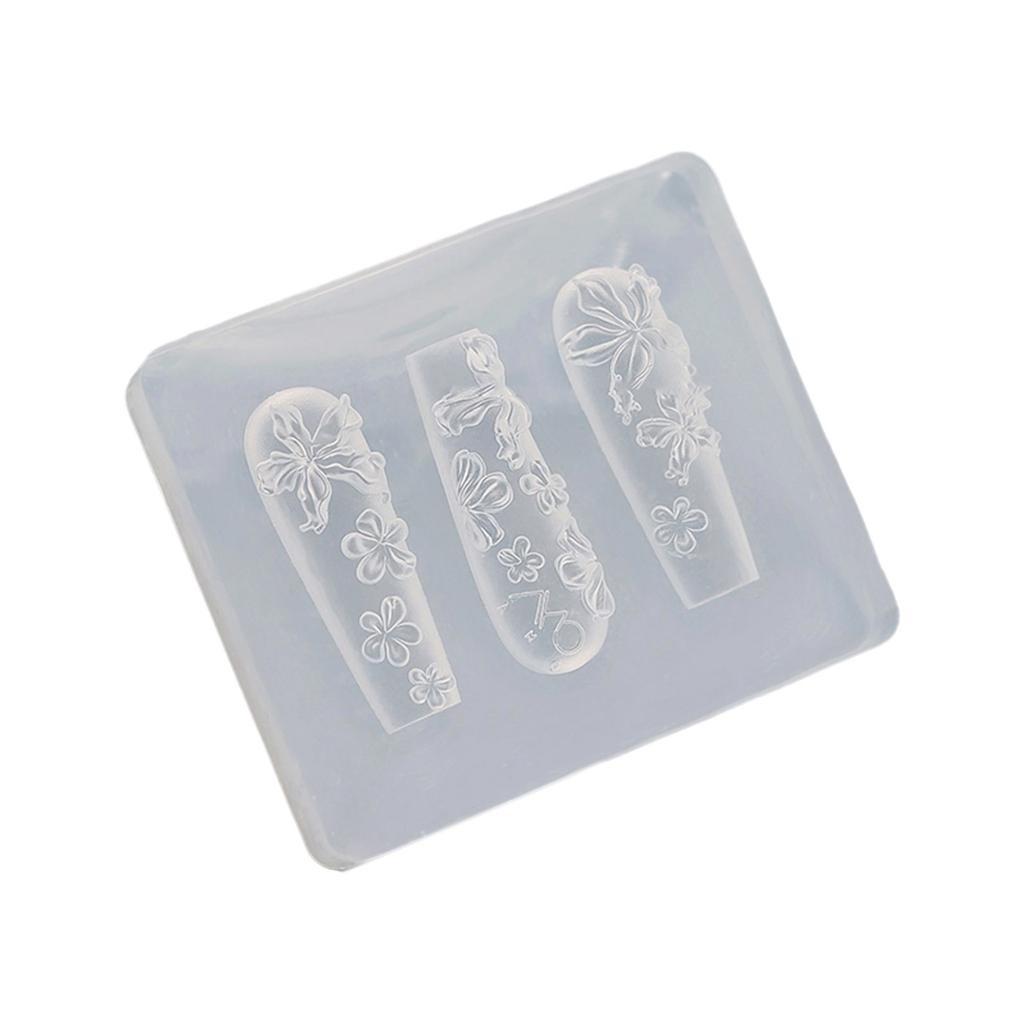Silikon Blume Schmetterling Nagel Carving Form 3D Stempelplatte Nägel Schablonen UV Gel Maniküre Werkzeuge Nail Art Maniküre