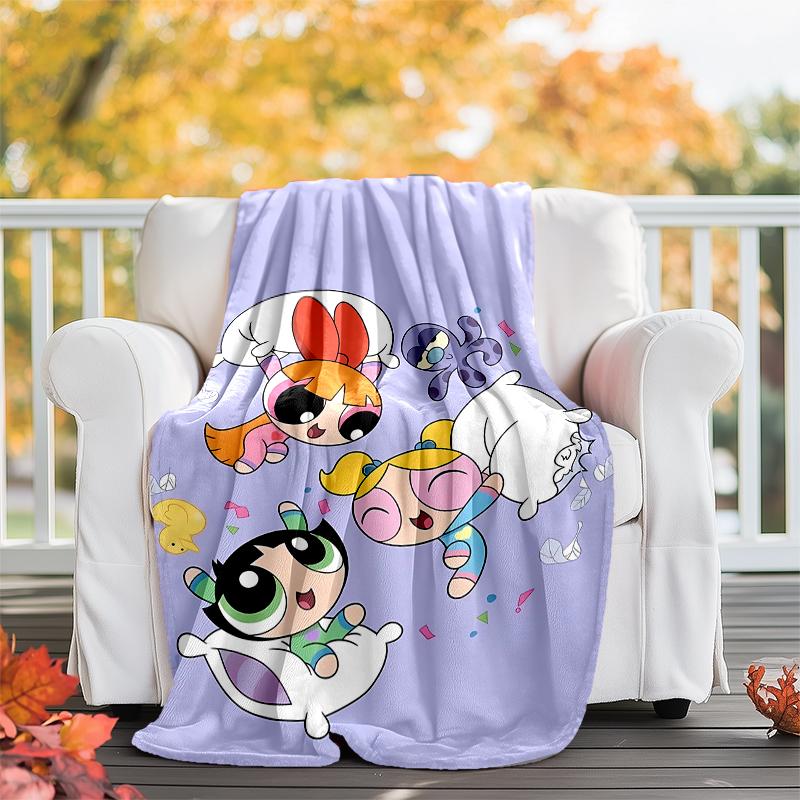 The Powerpuff Girls Theme Printed Blanket - Perfect for Couch, Bed, Travel & Outdoor Use | Machine Washable, Cozy & Durable.