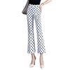 2025 New Arrival: Women's Polka Dot Slim Fit Flare Cropped Pants with Elastic Waist