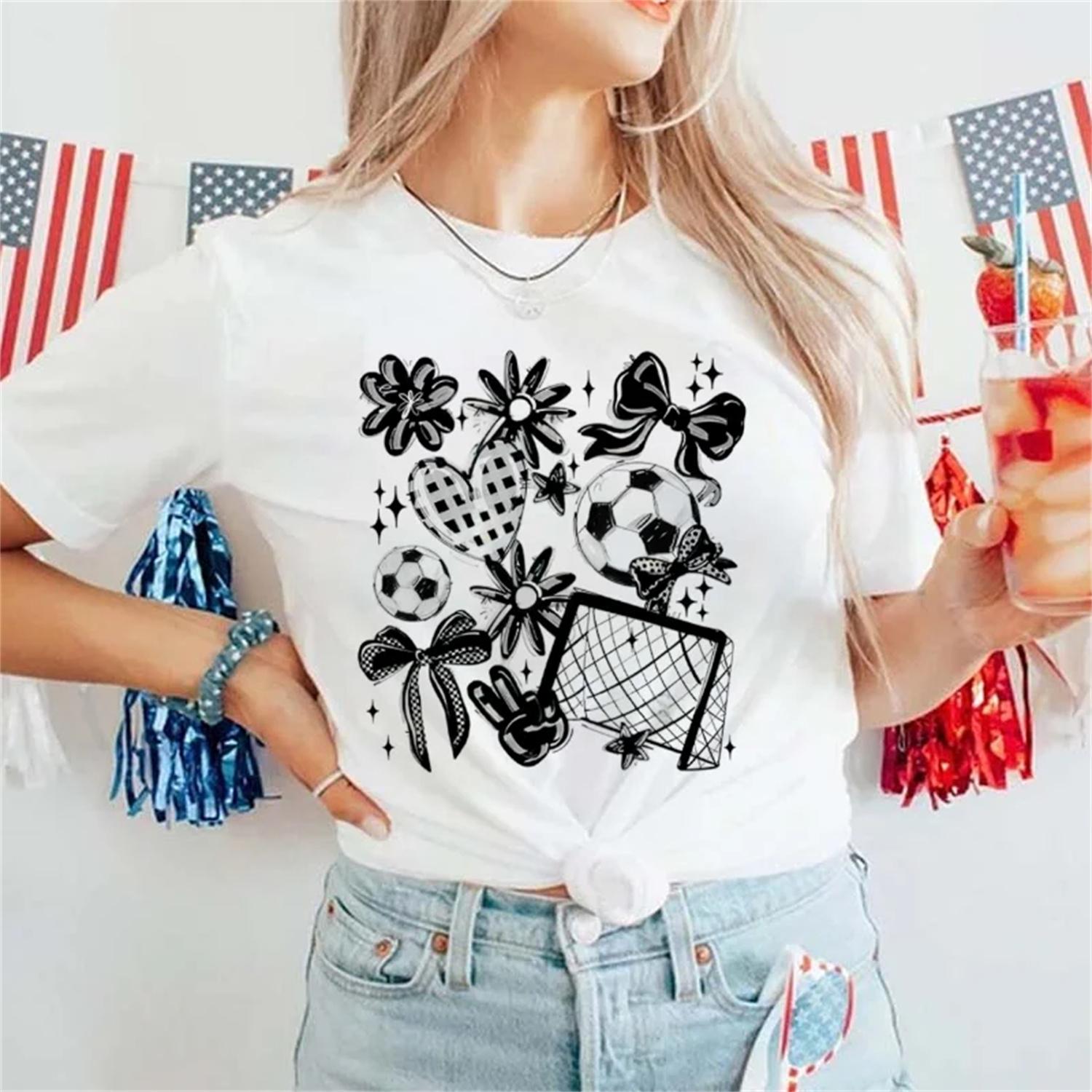 Retro Top Pattern Style Cartoon Print Cute Regular Women s Casual Round Neck Summer Basic Cartoon Women s Short Sleeved T-Shirt S