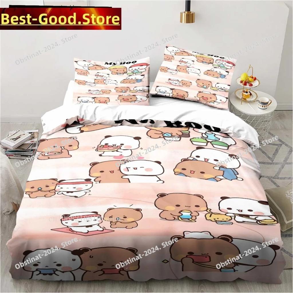Cute Bubu and Dudu Cartoon Print All Season Twin Bedding Set 3 Piece Comforter Set Bed Duvet Cover Double King Comforter Cover