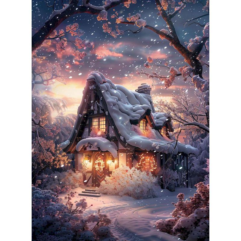 GATYZTORY Diamond Painting Kits Handicraft Art Rhinestone Art Crafts Snow House Full Round Interior Art Supplies Diamond Art Kit Full Round 20X30cm