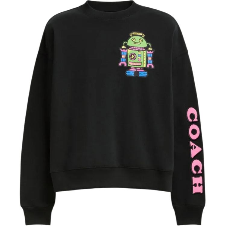 Coach Cosmic  FW24 Round Neck Letter Pattern Printed Long Sleeve Sweatshirt Men Sweatshirt Black CW774-BLK