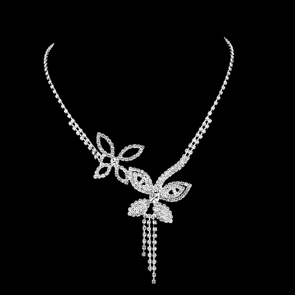 Buy Exaggerated Personalized Diamond-Encrusted Bow Necklace, Earrings, Jewelry Set, Personalized Neck Chain Full Of Diamonds.