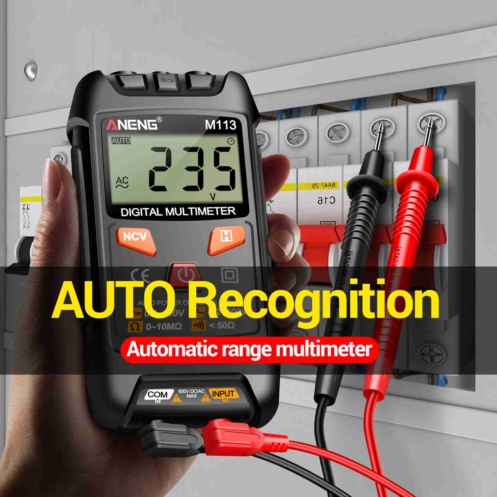 

M113 Digital Multimeter Tester Intelligent ACCelsius Voltage Meter 1 Counts LCD Voltage Resistance Meter Tester with NCV Data Hold Aut