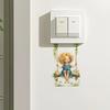 Cartoon Girl On Daisy Swing Switch Plate Cover Wall Sticker Cute Bedroom Living Room Decor Self-Adhesive Removable
