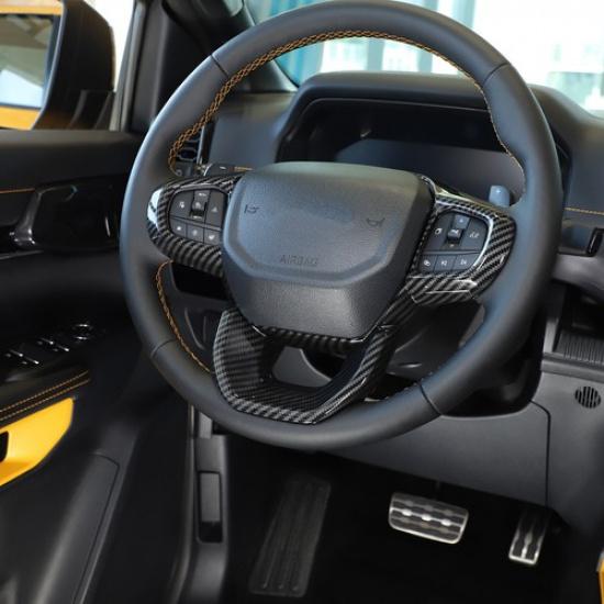 ABS Carbon fiber Interior Steering Wheel Cover Trim For Ford Ranger -24