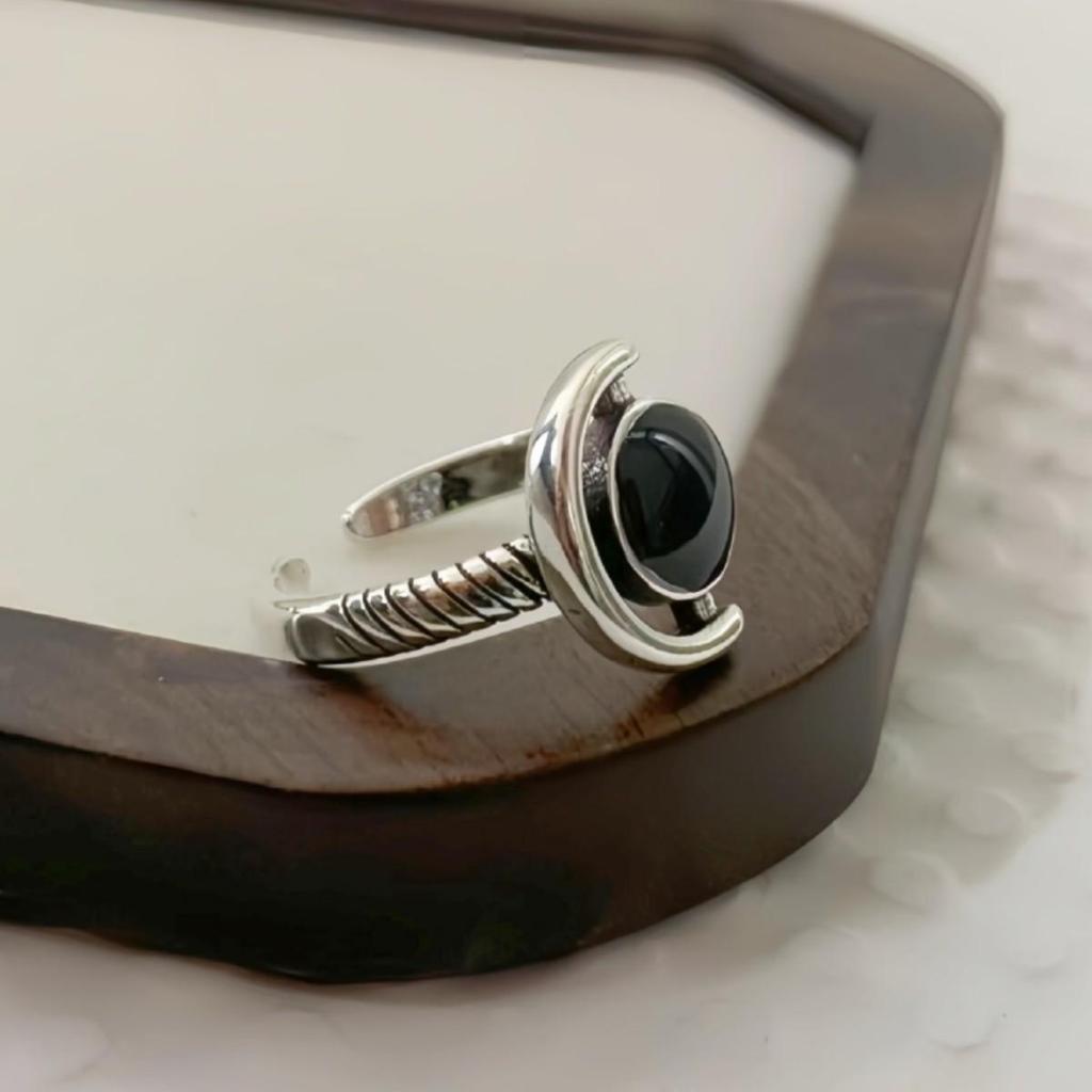 Unisex Retro Distressed Geometric Open Ring with Creative Drip Glue - Korean Style