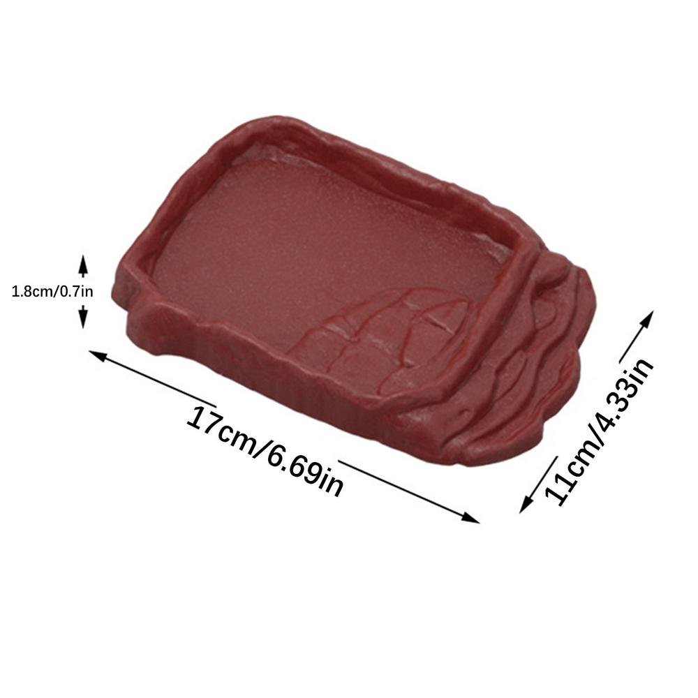 

Snake Water Bowl Bearded Dragon Water Dish With Anti-Slip Imitation Rock Ladders Reptile Bathing Pool Aquarium Ornament Tortoise бордовый