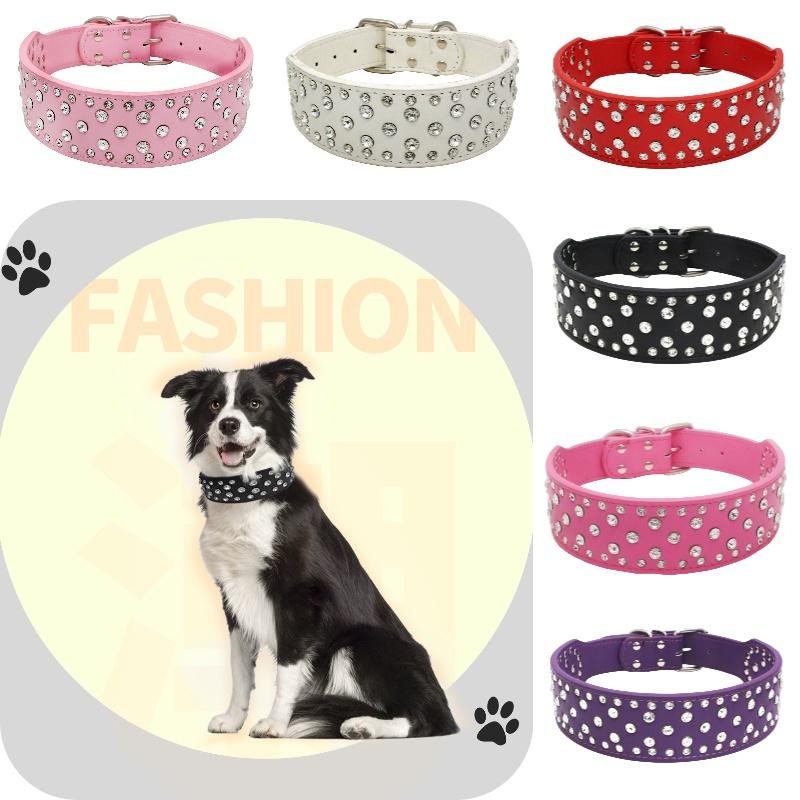 Expandable Pet Collar Chain With Gorgeous Rhinestone Design Various Colors Available