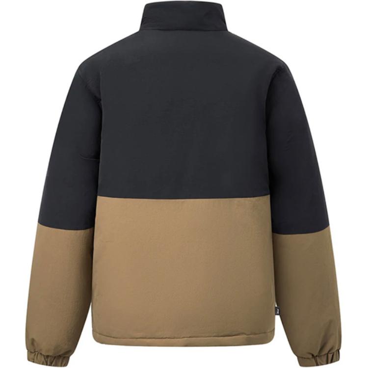 Li Ning Giacca Imbottita da Uomo con Zip a Blocchi di Colore, Collo Alto, Comoda, Traspirante, Versatile, Capispalla Nero Marrone AYMT207-1
