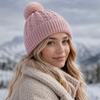 Thicken Winter Beanie Hat With Fur Pom Pom Winter Caps Fashionable Fleece Beanies  Outdoor Wear