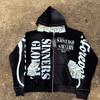 Europäischer und amerikanischer ins personalisierter NOFS bedruckter Pullover Hoodie Set Retro Jacke Street Trend y2k