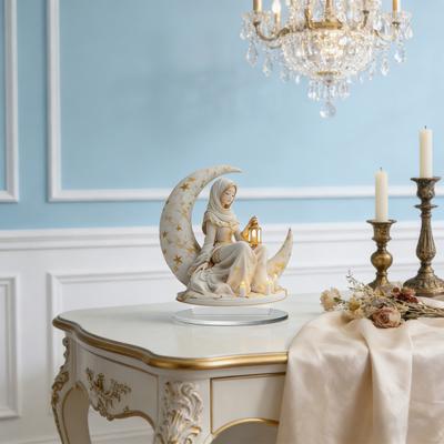 Ornamenti in Acrilico Eid Mubarak Lanterna a Forma di Mezzaluna 2D Elemento Centrale da Tavolo Cartello Ramadan Mubarak per la Casa Articoli per Feste Islamiche Regali di Eid