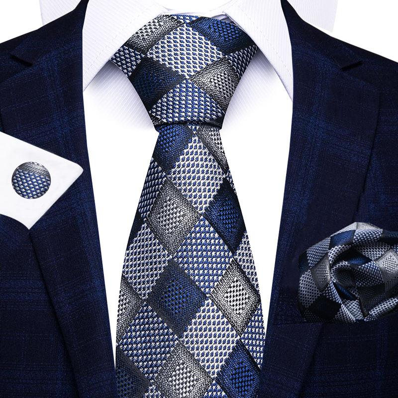 2025 Men'S Business Black Gift Box Striped Plain Tie Pocket Towel Tie Gift Set