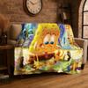 Cute S-SpongeBob Cartoon Soft Flannel Throw Blanket,Warm Cozy Blanket for Bed,Couch,Sofa,Bedroom,Living Room,Travel,Picnic Gift