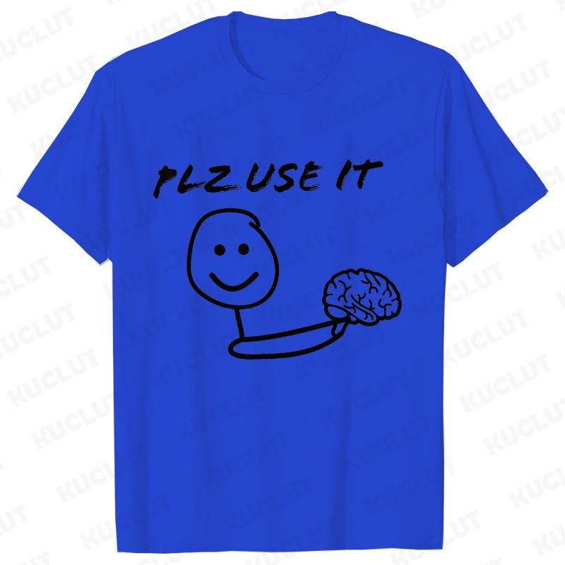 Funny Brain Graphic T-shirts for Women Plz Use It Brain Tops Short Sleeve Tees Harajuku Hip Hop Ulzzang Tshirts Female Clothing