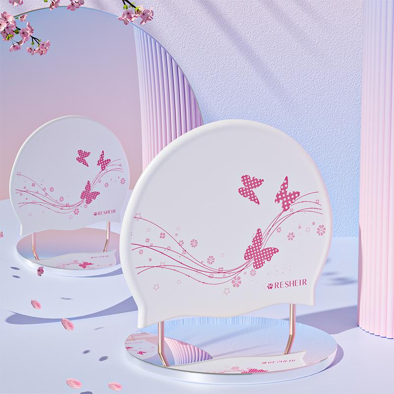 Fashion Printed Swimming Cap Women Silicone Waterproof Long Hair Special Swimming Caps Adult Ear Protection Swim Caps for Women