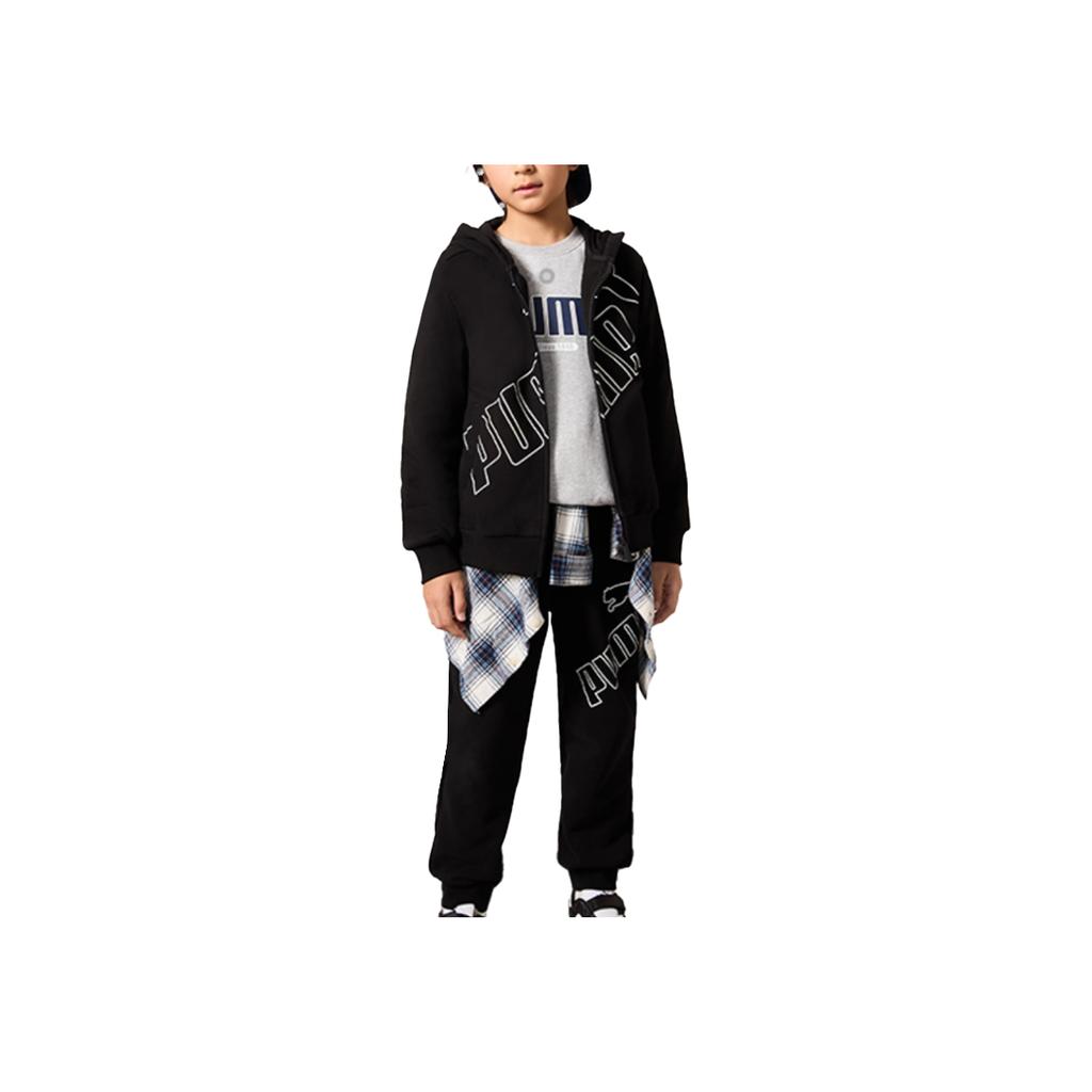 Puma Jacket Meow Fluffy Series Soft Skin-Friendly Warm Fleece Hooded Kids jackets Black 941363-01