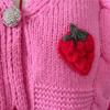Casual Loose Strawberry Embroidery Thick Fried Dough Twists Single Breasted Knitting Sweater Coat Cardigan Women 3590 KTB