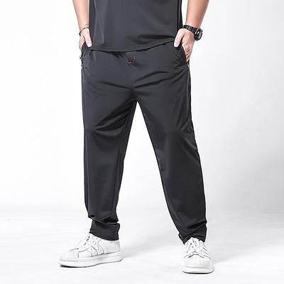Pantaloni lunghi casual quotidiani da uomo in tessuto fresco elasticizzato ultrasottile di seta del ghiaccio 7XL