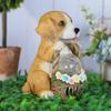 Solar Puppy Statue Light Dog Figurine LED Light Waterproof Cute Yard Ornaments Creative for Outside Yard Garden