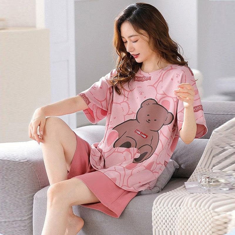 Japanese summer department new cotton pajamas women's fresh pastoral style student casual loungewear round neck short-sleeved suit