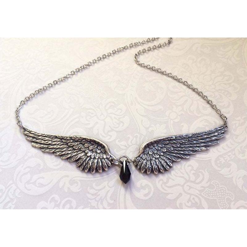 Fashion Angel Wings Pendant Necklace Aesthetic Punk Jewelry Thick Chain Necklaces for Women Men Teen Girls Party Decor