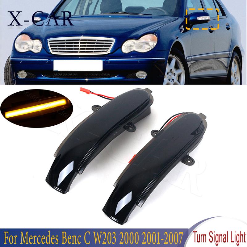 1Pair LED Dynamic Rearview Mirror Turn Signal Light Side Mirror Indicator Lamp For Mercedes Benz C-Class CL203 W203 2000-2007