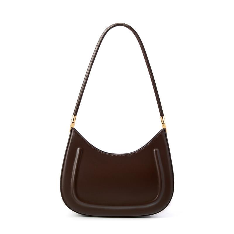 Saddle Bag Women's Cowhide Black Handheld New Shoulder Bag Niche Baguette Commuter Premium Leather Underarm Bag