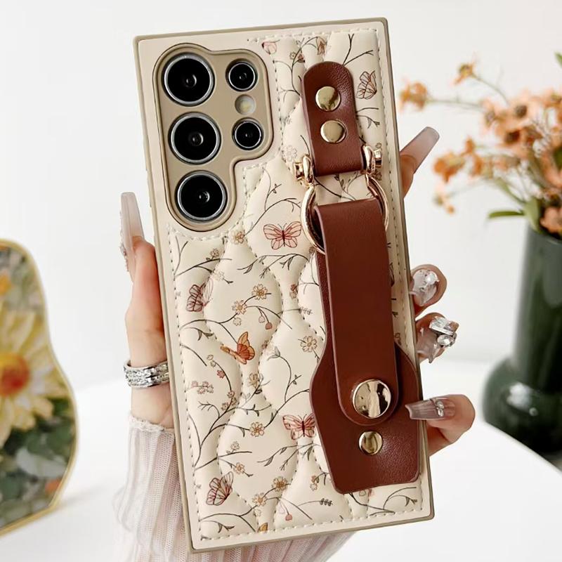 Leder Blumen Armband Hülle Für Samsung Galaxy S26 Ultra S25 S24 Plus S23 A15 A16 A26 A36 A56 A17 A25 A35 A53 A54