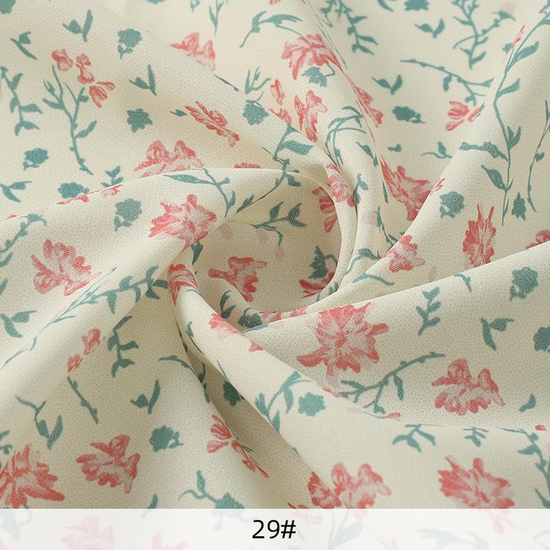 0,5 m/1 m/2 m Mjuk Rosmönstrad Chiffongtyg för Sömnad av Sommarklänningar, Skjortor, Sängkläder, Handgjorda DIY-Klädtyger TJ22839