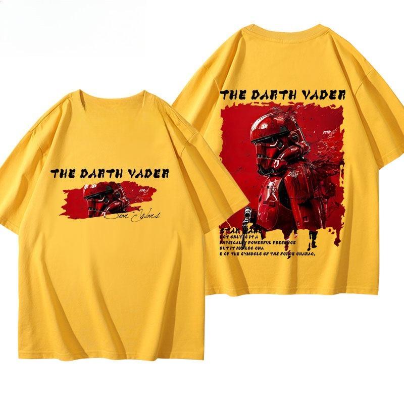 2026 New Style Star Wars Star Wars ShortSleeved American Retro Casual StreetTough Textured HeavyDuty  Cotton TShirt